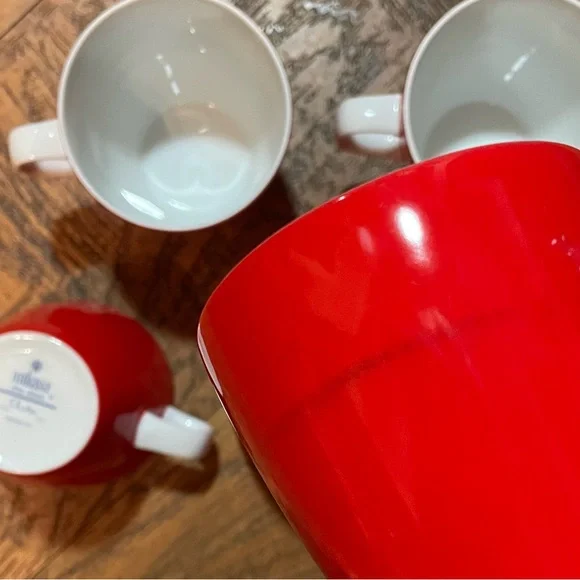 Retro mikasa fine china mandarin red/whiten retro tea cup set of 6 - Picture 10 of 13